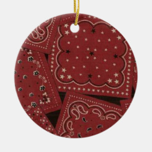 Country Christmas Red Bandanna Ceramic Tree Decoration