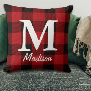 Country Christmas Red buffalo Plaid lumberjack Cushion