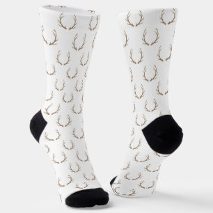 Country Christmas rustic reindeer antlers pattern Socks