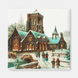 Country Christmas Services Vintage Magnet