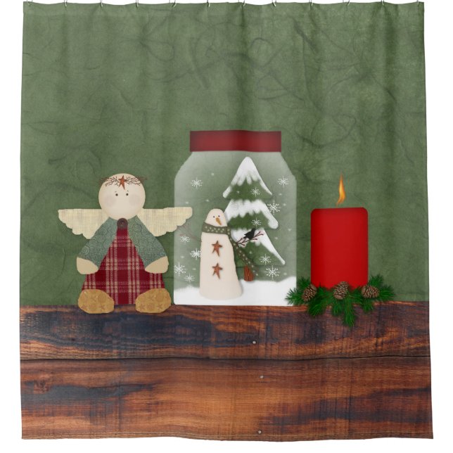 Country Christmas Shower Curtain (Front)