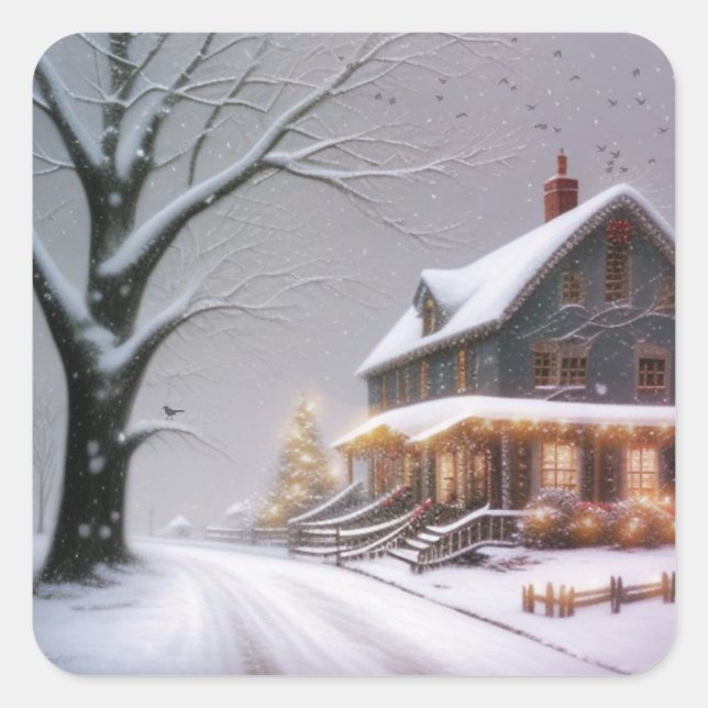 Country Christmas Square Sticker (Front)