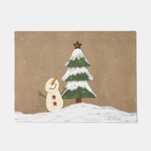 Country Christmas Tree Door Mat