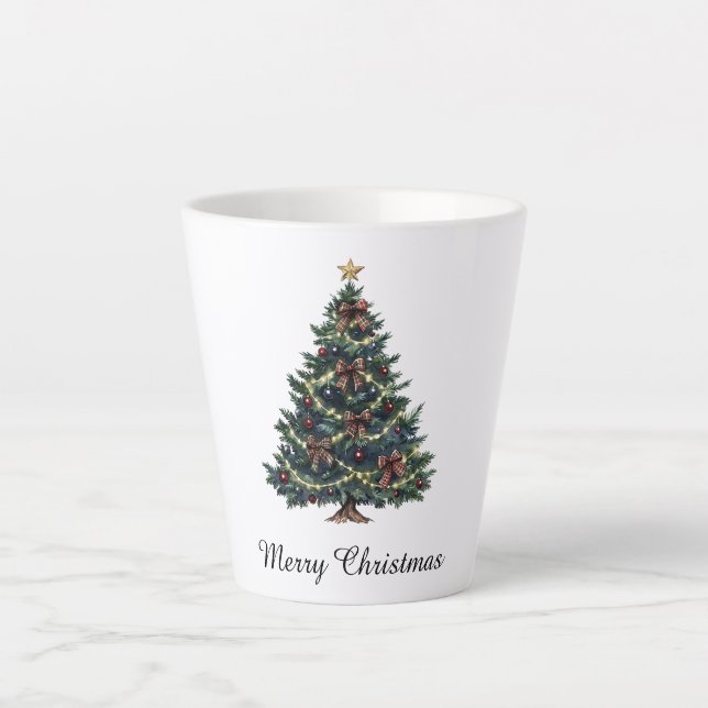 Country Christmas Tree Latte Mug (Front)