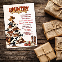 Country Christmas Western Invitation