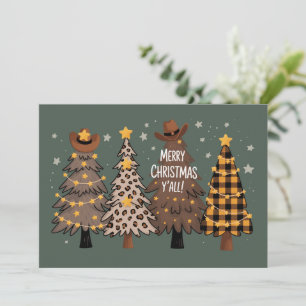 Country Christmas Western Tree Cowboy Cowgirl  Holiday Card