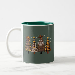 Country Christmas Western Tree Cowboy Cowgirl Two-Tone Coffee Mug