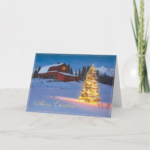 Country Christmas Winter Scene Holiday Card