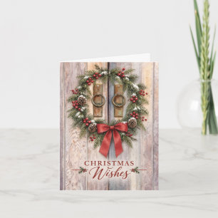 Country Christmas Wishes Rustic Barn Doors Holiday Card