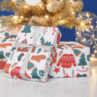 Country Christmas with Socks, Sweaters and Mittens Wrapping Paper