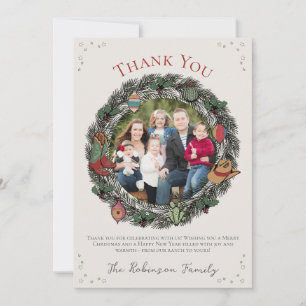 Country Christmas Wreath Thank You Card