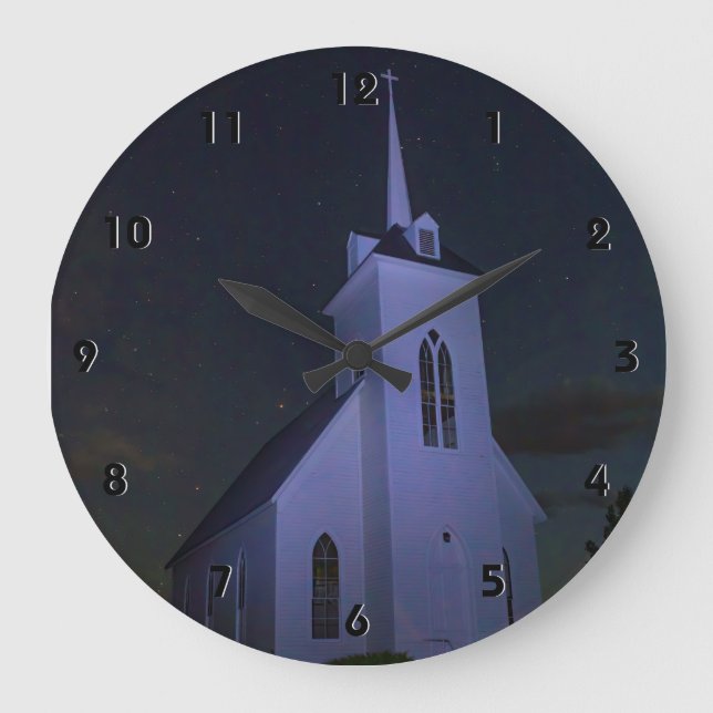 COUNTRY CHURCH UNDER THE STARS LARGE CLOCK (Front)
