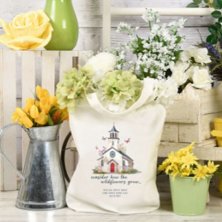 Country Church Wildflowers Sunday School Custom Tote Bag