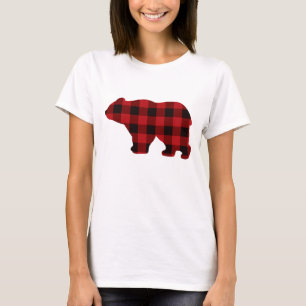 Country classic red and black plaid Bear T-Shirt