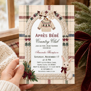 Country Club Après Bébé Bunny Ski Baby Shower Invitation