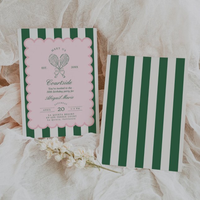 Country Club Court Side Racquet Tennis Birthday Invitation (Creator Uploaded)