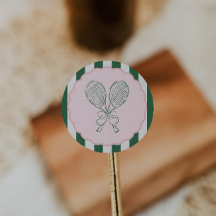 Country Club Courtside Racquet Tennis Birthday Classic Round Sticker