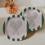Country Club Courtside Racquet Tennis Birthday Paper Plate<br><div class="desc">Serve up a stylish celebration with our Courtside Tennis Birthday plates,  inspired by classic country club aesthetics and simple tennis charm. This design is perfect for tennis lovers of any age,  from kids’ birthdays to milestone celebrations,  bachelorettes and so much more.</div>