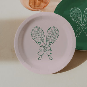 Country Club Courtside Racquet Tennis Birthday Paper Plate