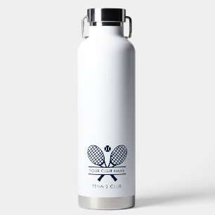 Country Club Name Navy Blue Motif Tennis Team Water Bottle