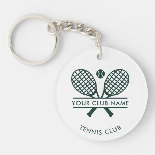 Country Club Name Tennis Rackets Motif Green Swag Key Ring