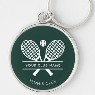 Country Club Name Tennis Team Green Custom Key Ring