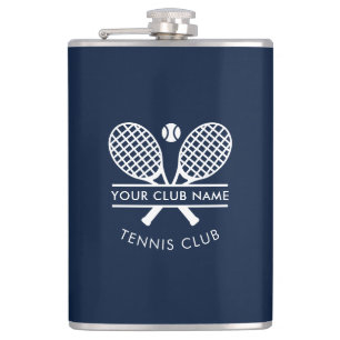 Country Club Name Tennis Team Navy Blue Hip Flask