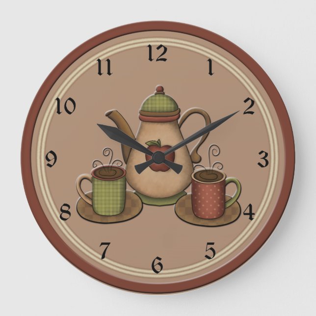 Country Coffee Kitchen Clock (Front)
