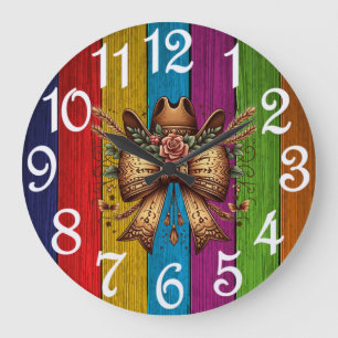 Country Coquette Bow Large Clock