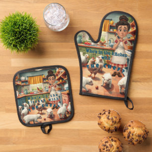 Country Cosy Oven Mitt & Pot Holder Set
