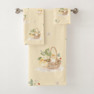 Country Cottage Baby Chicks Basket Bath Towel Set