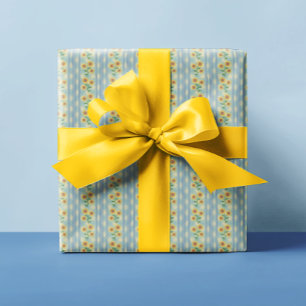 Country Cottage Blue White Yellow Sunflowers Wrapping Paper
