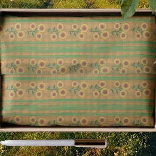 Country Cottage Brown Green Yellow Sunflowers Tissue Paper