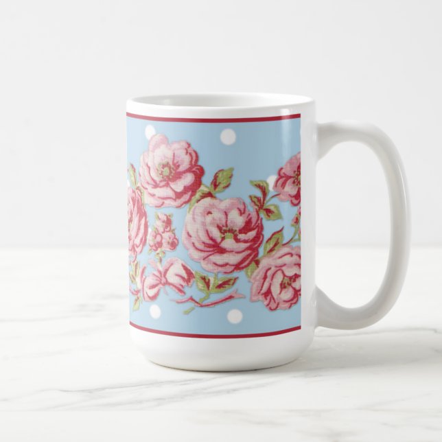 Country Cottage Floral Mug in Blue (Right)