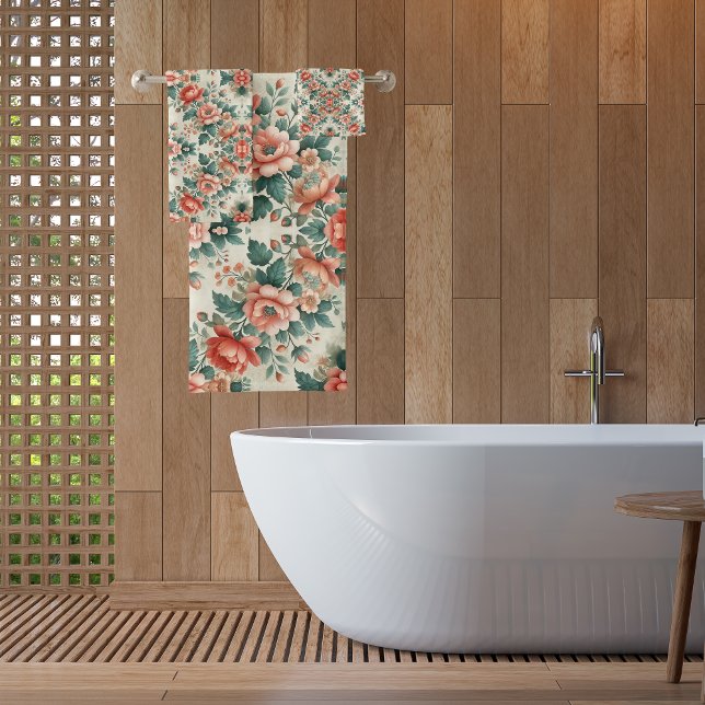 Country Cottage Floral Pattern Bath Towel Set (Creator Uploaded)