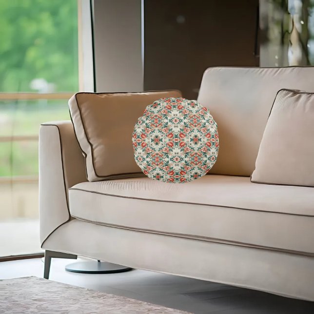Country Cottage Floral Pattern Round Cushion (Creator Uploaded)