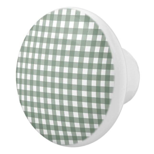 Country Cottage Gingham Pattern  Ceramic Knob (Right)