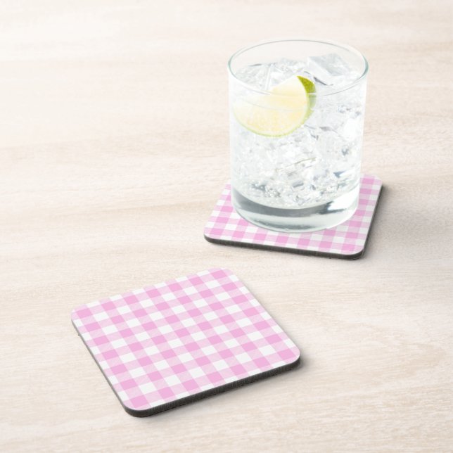 Country Cottage Pink Plaid  Coaster (Right Side)