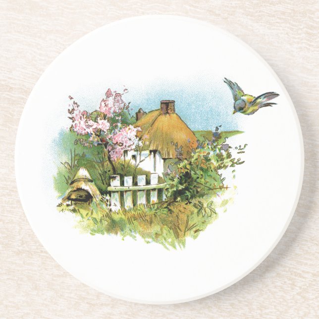 Country Cottage Sandstone Beverage Coaster (Front)