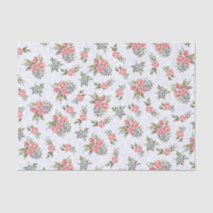 Country cottage vintage roses pink floral pattern tissue paper