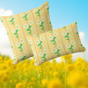Country Cottage White Green Yellow Sunflowers Cushion