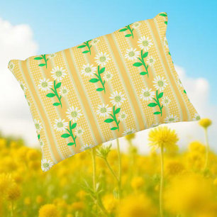 Country Cottage White Green Yellow Sunflowers Decorative Cushion