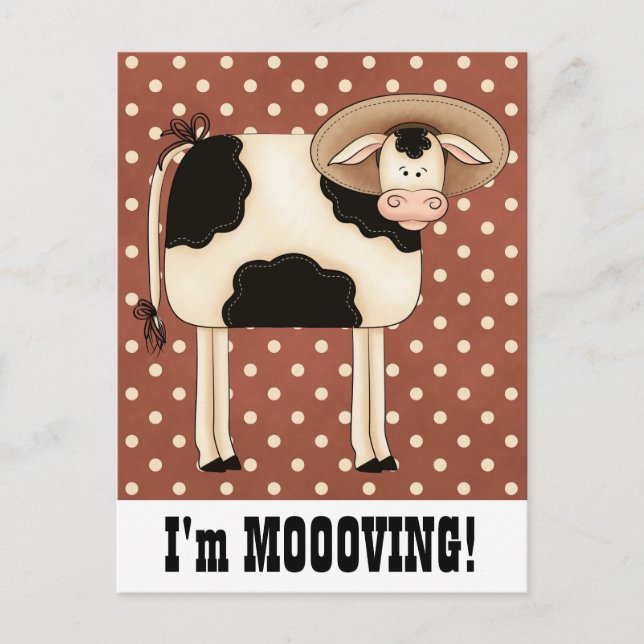 Country Cow Man Moving Change of Address Notice Announcement Postcard (Front)