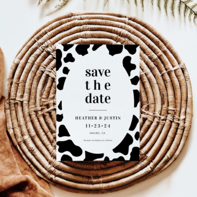 Country Cow Print Cow Themed Wedding Save The Date Invitation (Creator Uploaded)