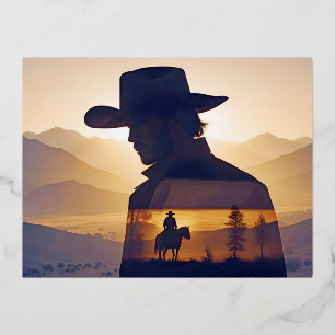 Country Cowboy Adventure Outdoors Nature Escape Foil Holiday Postcard