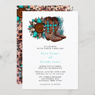 Country Cowboy Boots Barn Wedding Invitation