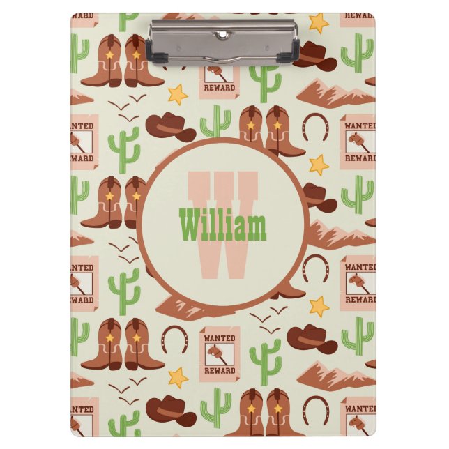 Country Cowboy Boots Stick Horse Desert Western Clipboard (Front)