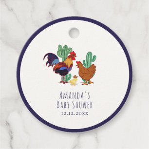 Country Cowboy Cactus Rooster Chicken Baby Shower Favour Tags