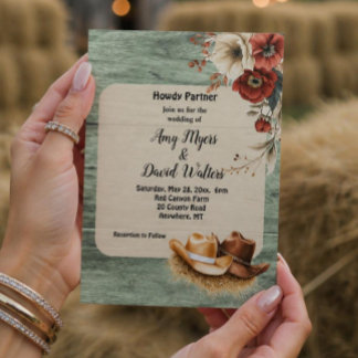 Country Cowboy Western Wedding Invitation (rust)