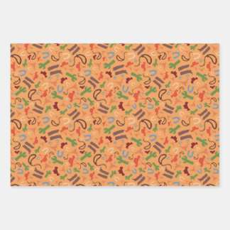 Country Cowboy Wrapping Paper Flat Sheet Set of 3